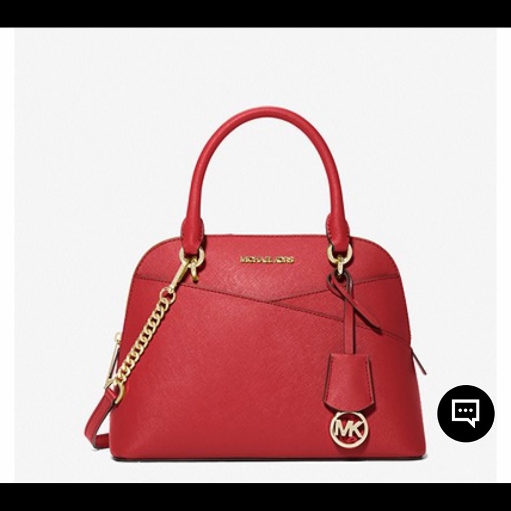 Michael Kors dome flame médium satchel leather handbag NWT